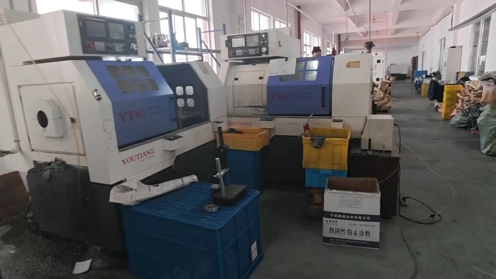 Row of YT40 CNC lathes for motor housing machining